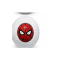 Golf ball with Spider-Man logo on a white background