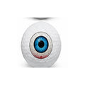 Golf ball with an eyeball design on a white background