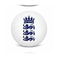 White ball with blue logo on a white background