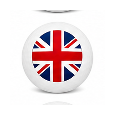 White knob with a Union Jack design on a white background