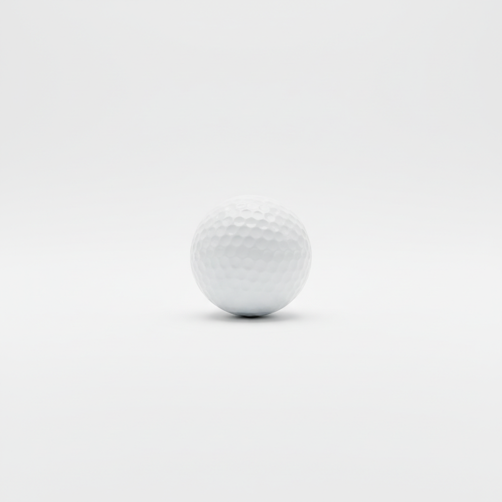 White golf ball on a light gray background